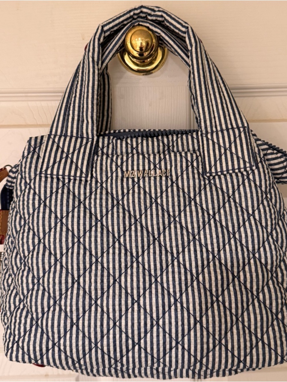 MZ Wallace Small Sutton Deluxe in Blue Seersucker